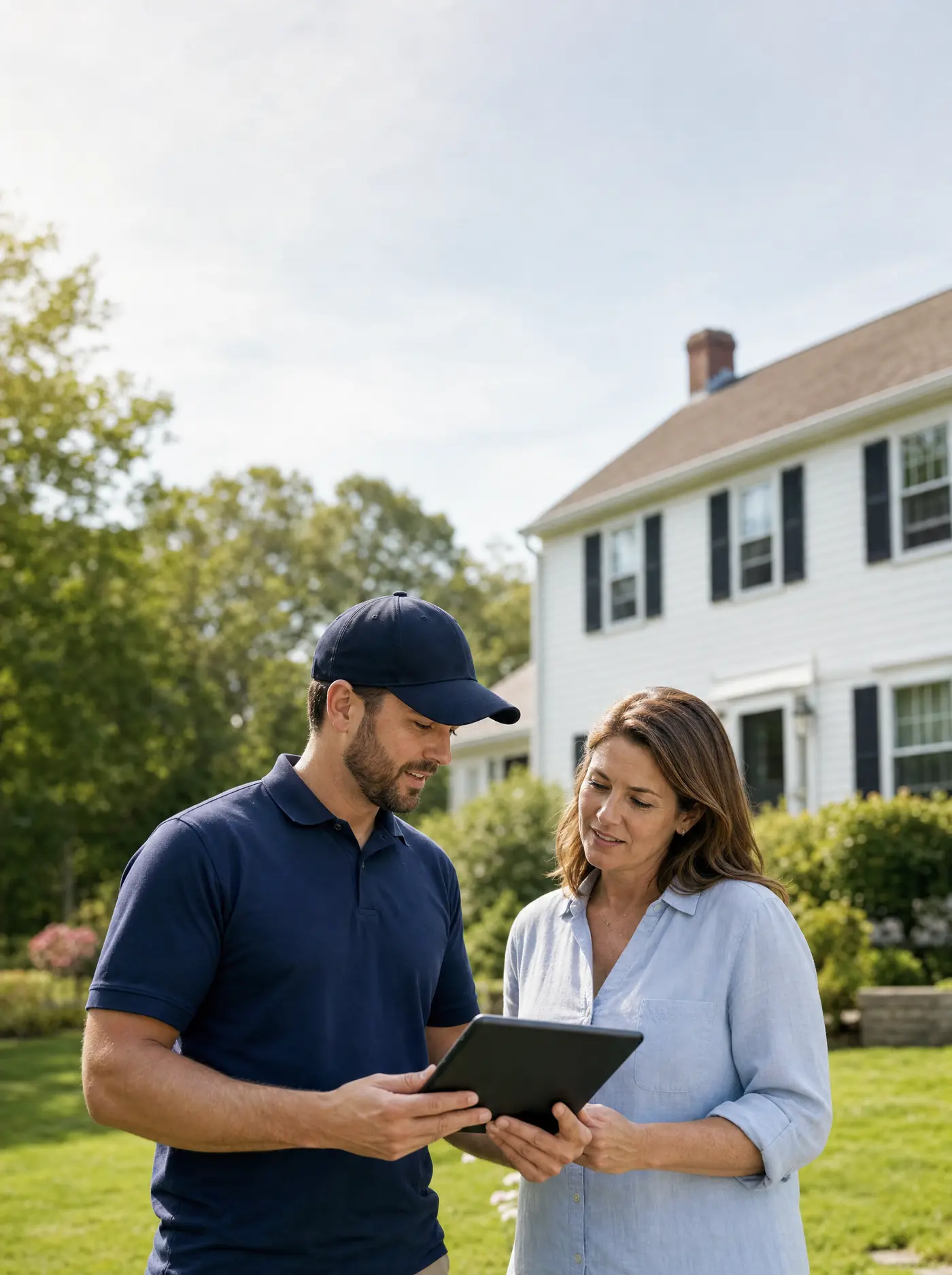 Bedrock Water technician reviewing water test results with a Connecticut homeowner